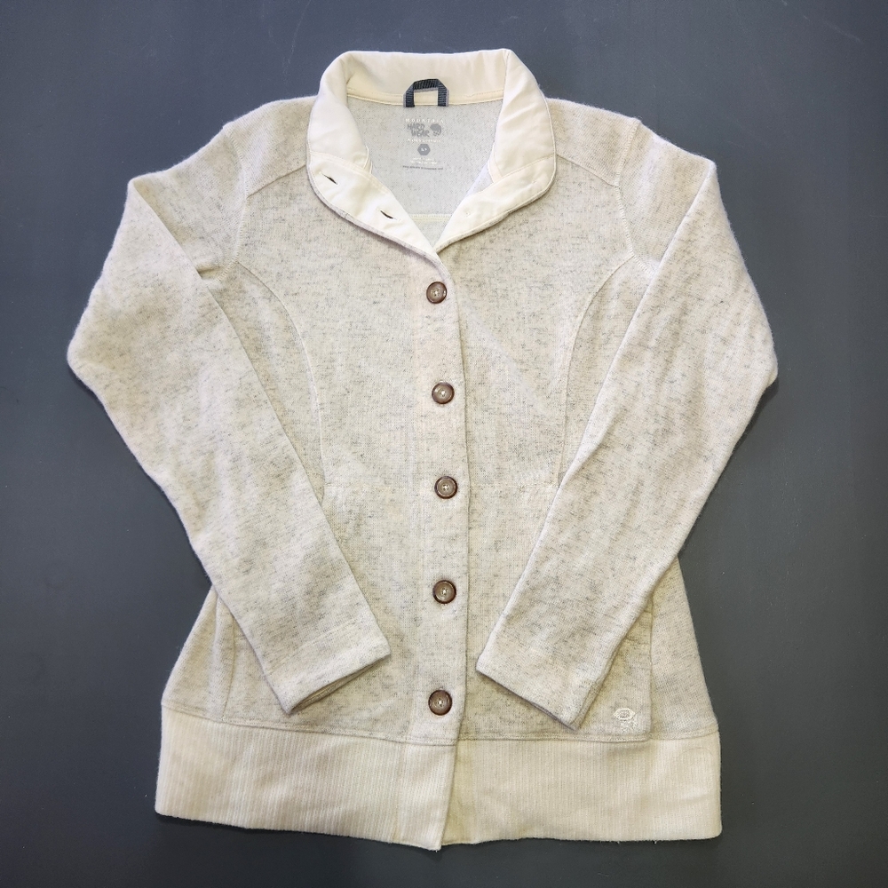 Mountain Hardwear Women's S Oatmeal Sarafin Button Front Sweater Wool Blend